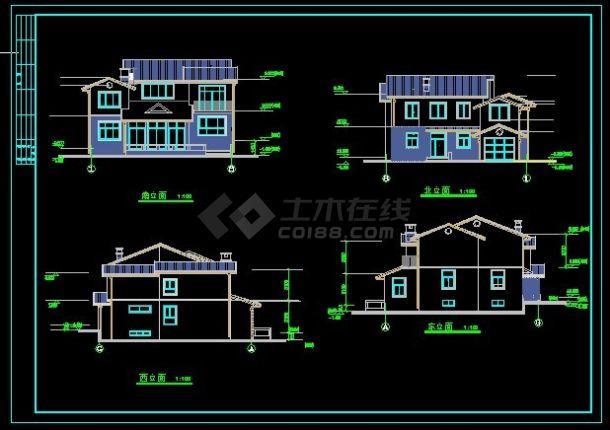 某两层砖混结构单体别墅设计cad详细建筑施工图( 含设计说明,含3套